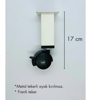 Sihirli sehpa tekeri masa tekeri 17 cm kırılmaz metal teker fren sistemli (Beyaz)