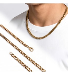 Moncuk Design Mariner Zincir Erkek Çelik Kolye 6x2mm 55cm Gold 3351ECK037
