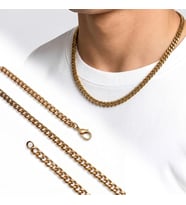 Moncuk Design Mariner Zincir Erkek Çelik Kolye 6x2mm 55cm Gold 3351ECK037