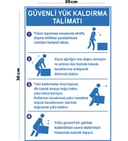 Metal Güvenli Yük Kaldırma Talimatı 20cm x 30cm A4 Büyüklüğünde Uyarı Levhası Yönlendirme Tabelası