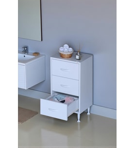 Eliusta Seçer 3 Çekmeceli 40 cm Banyo ve Mutfak Dolabı Beyaz 40x75x32,5 cm Çok Amaçlı Organizer Dolap