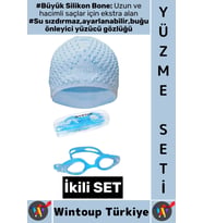 #YüzmeSeti Ayarlanabilir Su Geçirmez Buğu Önleyici Yüzücü Gözlüğü Büyük Beden Silikon Bone İkili Set