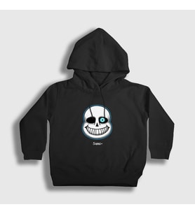 Presmono Unisex Çocuk Siyah Face Sans Undertale Kapüşonlu Sweatshirt 32660tt