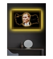 Led Işıklı Atatürk Ve Türkiye Haritası Duvar Tablosu