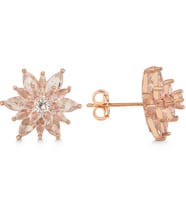 Gümüş Rose 4 Katman Lotus Çiçeği Kadın Çivili Küpe