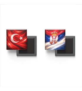 Buzdolap Magnetleri - Sırbistan Bayrağı ve Türk Bayrağı - 2'li Set Magneti
