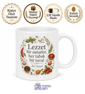Lezzet Dergisi Temalı Kupa Bardak Gurme Mutfak Hediye Yemek Şef Vegan Tarif