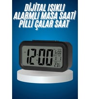 Işıklı Dereceli Masa Ofis Saati Alarmlı Termometre Takvim Çalar Saat