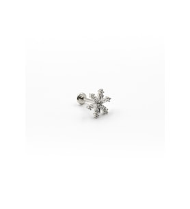 Zirkon Taşlı Kar Tanesi Tragus & Helix Piercing – Gümüş Kaplama, Anti Alerjik, 8 mm