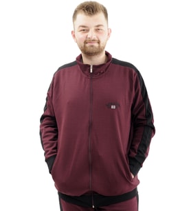 Mode XL Erkek Büyük Beden Eşofman Üstü Fermuarlı Dik Yaka İnterlok NEW YORK U24524 Mürdüm