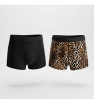 Erkek 2'li Paket Pamuklu Leopar ve Siyah Renk Boxer BB2823