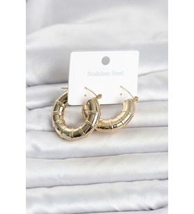 316L Çelik Gold Renk Bambu Model Halka Kadın Küpe TJ-BKP11828
