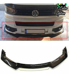 VW Transporter Beyaz Renkli Şeritli Dilli Ön Lip 4 Prç Parlak Siyah ABS 2008 - 2020