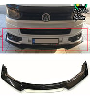 VW Transporter Beyaz Renkli Şeritli Dilli Ön Lip 4 Prç Parlak Siyah ABS 2008 - 2020
