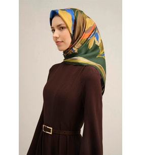 2025  İLKBAHAR - YAZ - DJ SAF İPEK EŞARP  ( SURA)-9340 (Yeşil)