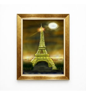 Tablore Paris Eyfel Kulesi Gece Manzaralı Işıltılı Çerçeveli Duvar Tablosu