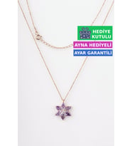 Jewelmim Mor Gümüş Lotus Çiçeği Kolye Rose Altın Kaplama Kamelya 925 Ayar Kadın Gümüş Lotus Çiçeği Kolyesi (Rose)