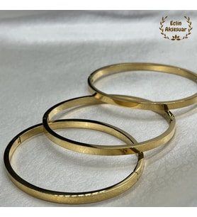 3 Şeritli Nazar Boncuklu Kelepçe Gold Renkli