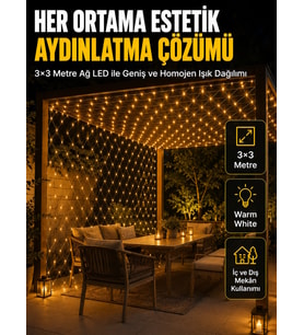 3x3 Metre Ağ LED ile Bahçenize Sıcak ve Şık Aydınlatma