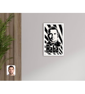 BK Gift Kişiye Özel Godfather Baba Silüet Tasarımlı Dekoratif Ahşap Beyaz Çerçeveli Tablo-1