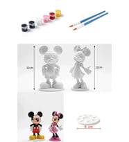 GUEN Mickey ve Minnie 3D Boyama Seti (2 Figür, 6 Boya, 2 Fırça, 2 Palet) Tam Donanımlı Boyama Seti