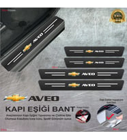 Chevrolet Aveo  Logolu Karbon Kapı Eşiği Koruyucu Suni Deri 4'lü Set