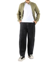 Denim Siyah Taşlama Detaylı Wide Leg Pantolon