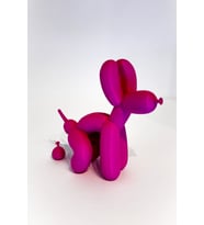 Tatlı Balon Oturan Köpek 16 CM Pembe (Pudra Pembe)