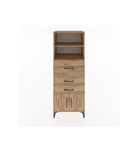 Hyperion Dolap 2 Raflı 3 Çekmeceli 2 Kapaklı 60x44x163 Çam-Çam