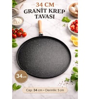 34 CM GRANİT KREP TAVASI ÇİFT TARAFLI BAZLAMA TAVA GRANİT TAVA YUMURTA TAVASI ÇOK AMAÇLI TAVA