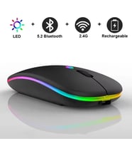 Apple iPad Pro M4 11" 2024 Tablet İçin RGB LED Işıklı Bluetooth+2.4Ghz Kablosuz Sessiz Şarjlı Mouse