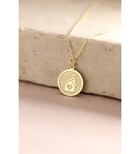 Kişiye Özel Minimalist Ev Figürlü Kolye 925K Gümüş (Gold)