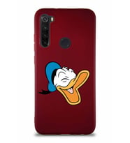 Xiaomi Redmi Note 8 Soft Premier Kapak Donald Duck-E Tasarımlı Silikon Kılıf - Mürdüm (Şeffaf)