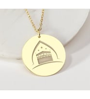 Kişiye Özel 925 Ayar Gümüş Zarif Kabe Tasarım Kolye (Gold)