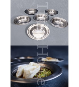 Paslanmaz Çelik Dövme Desenli Kahvaltılık Sunum Tabağı 6'lı Set 11cm