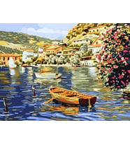 Sahil Kasabası 3 Sayılarla Boyama Seti 40x50 cm (Tuvale Gerili)