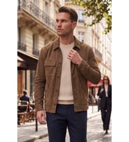 DeepSEA Erkek Slim Fit Tüylenmeyen Kırışmayan Siyah Süet Ceket – Astarlı Gömlek Yaka 2704503