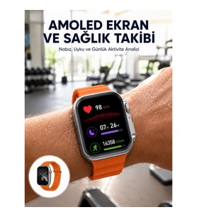 Mey İthalat® Akıllı Saat Unısex Zarif Görünümlü Titanyum Kasa Amoled Ekran Müzik Dinleme Yeni Nesil