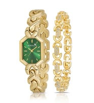 Polo Air Vintage Kadın Kol Saati Oval Model Bileklik Kombin Gold Yeşil Renk PL-1564B4 (Yeşil-Gold)