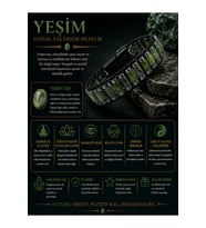Sertifikalı Yeşim Siyah Hematit Silindir Kesim Kilitli Doğal Taş Deri Erkek Bileklik