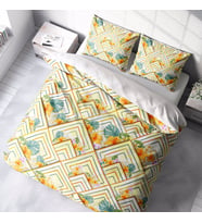 MonoHome Flower Squares 3D Pamuk Saten Çift Kişilik Nevresim Takımı (Karışık)