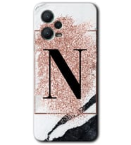 Redmi Note 12 5G Kılıf HD Desen Baskılı Kılıf - Pembe Mermer Desenli N Harfi