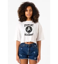 Star Trek Starfleet Academy Beyaz Kırçıllı Kadın Crop Tshirt