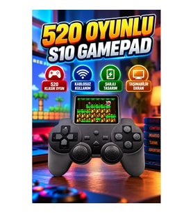 S10 Gamepad 520 Oyunlu Kablosuz Retro Oyun Konsolu El Tipi Taşınabilir Atari