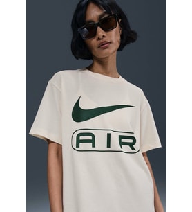 Nike Sportswear Air Loose Fit T-shirt Kadın Bol Kesim Pamuklu Tişört Krem