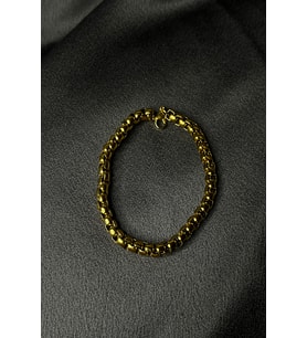 Örgü Tasarım Gold Altın Renk 6.5mm 316L Çelik Zincir 20cm Bileklik