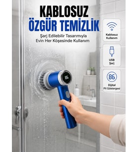Mutfak, Banyo ve Fayanslar İçin Çok Amaçlı Elektrikli Temizlik Fırçası