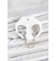 Pirinç Gümüş Renk Sarmal Model Zincir Bağlantılı Ear Cuff Küpe Seti - TJ-BKP11537