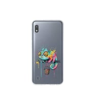 Samsung Galaxy A10 ile Uyumlu Splash Bukalemun Tasarımlı Şeffaf Silikon Kılıf