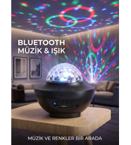 Bluetooth Hoparlörlü RGB Disko Işığı Müzikli Parti Lambası USB TF Kart Destekli